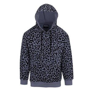 Von Dutch Unisex Hoodie Sweatshirt Black Dirty Blue Leopard‎ NWT